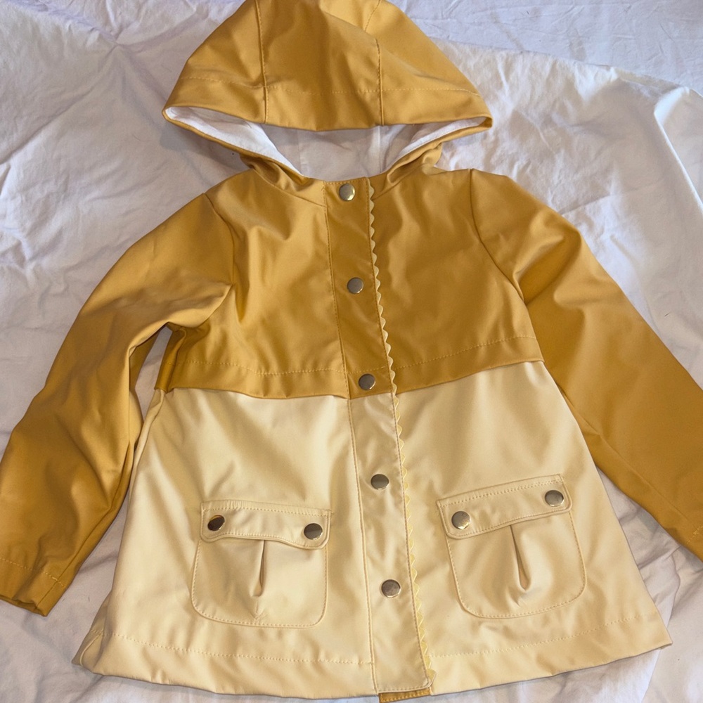 Cynthia Rowley Two-Tone Yellow Hooded Kids Raincoat